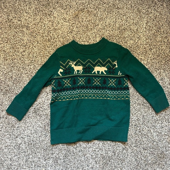 Green Sweater with Reindeer Pattern - Picture 1 of 3